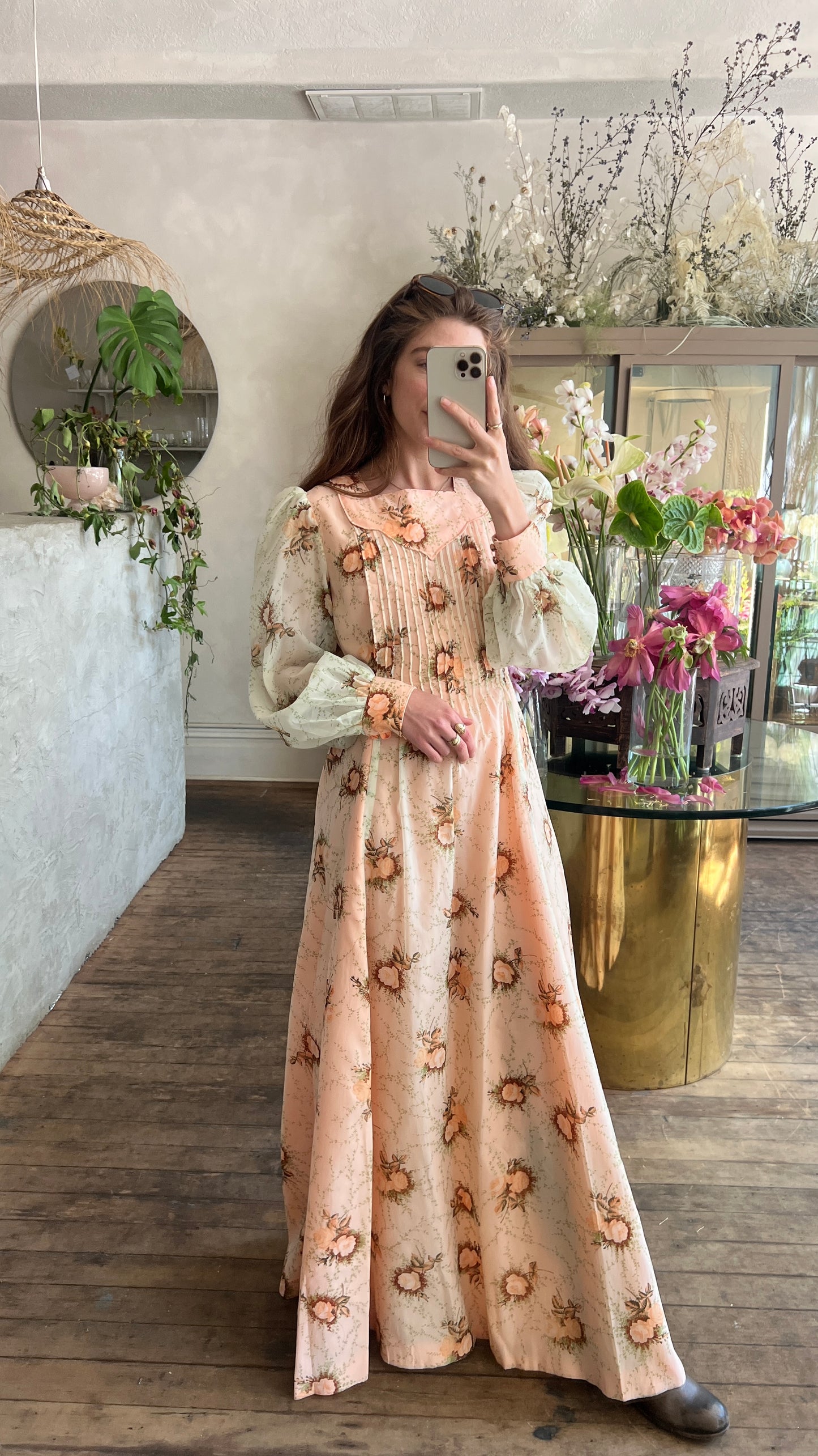 1970’s peach prairie dress
