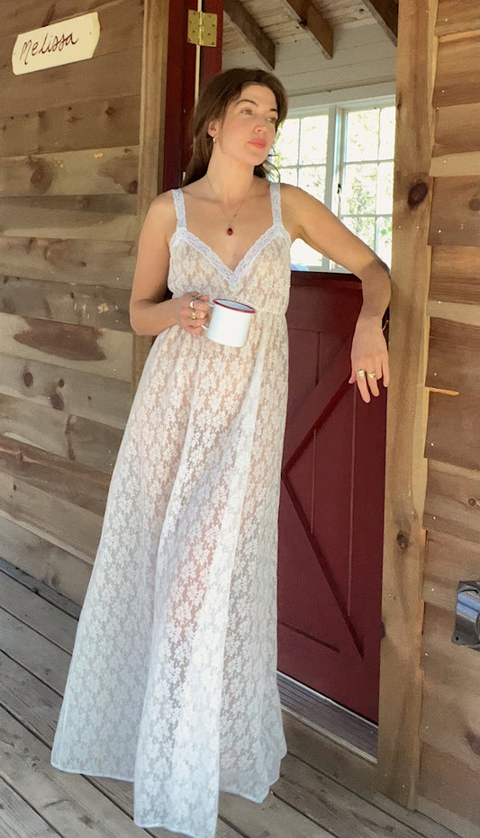 60s pure lace slip dress