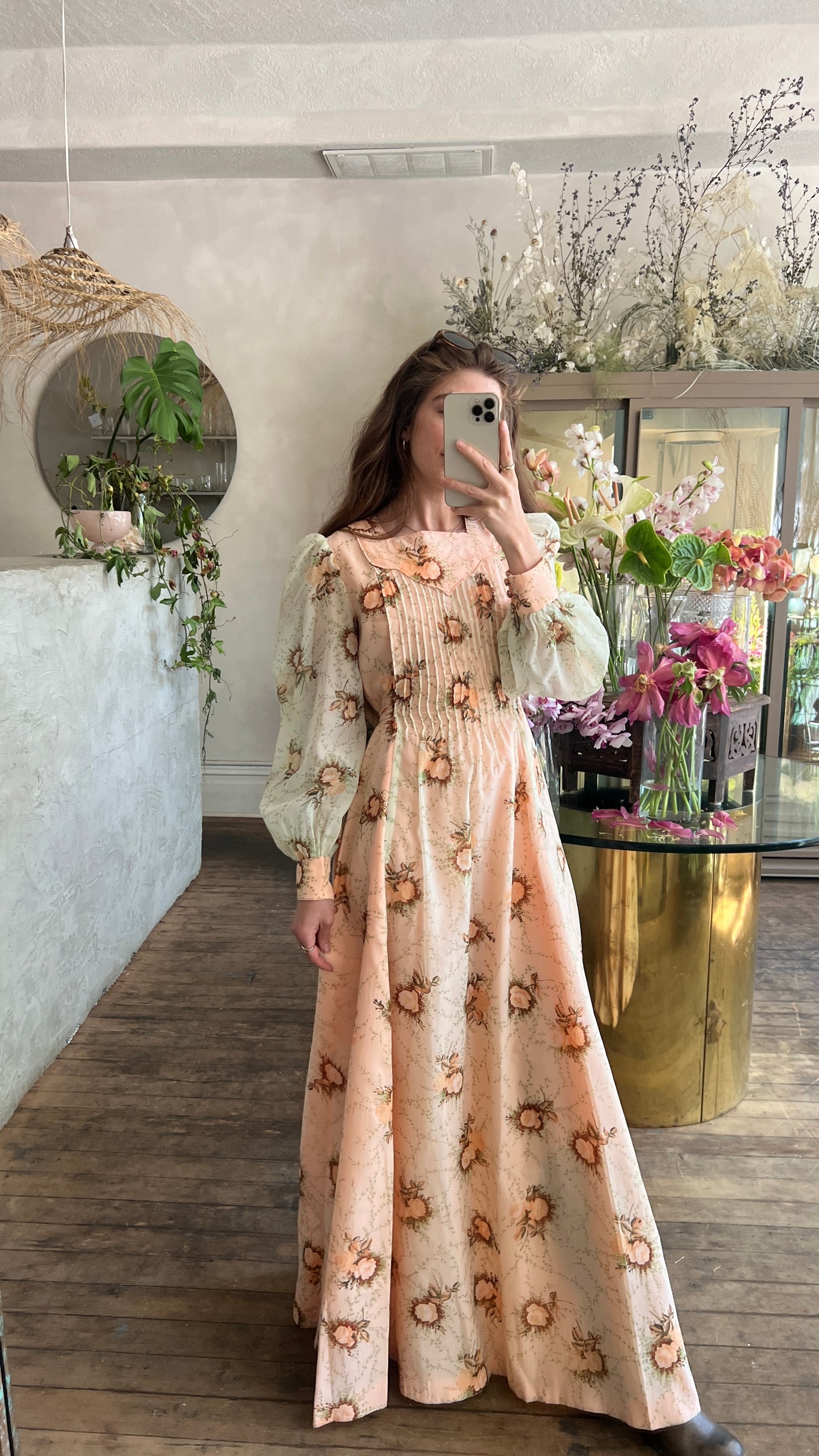 1970’s peach prairie dress