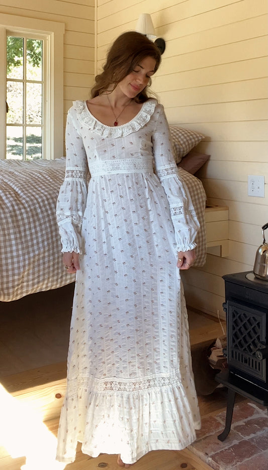 Rare 1970s woven prairie dress