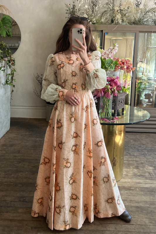 1970’s peach prairie dress