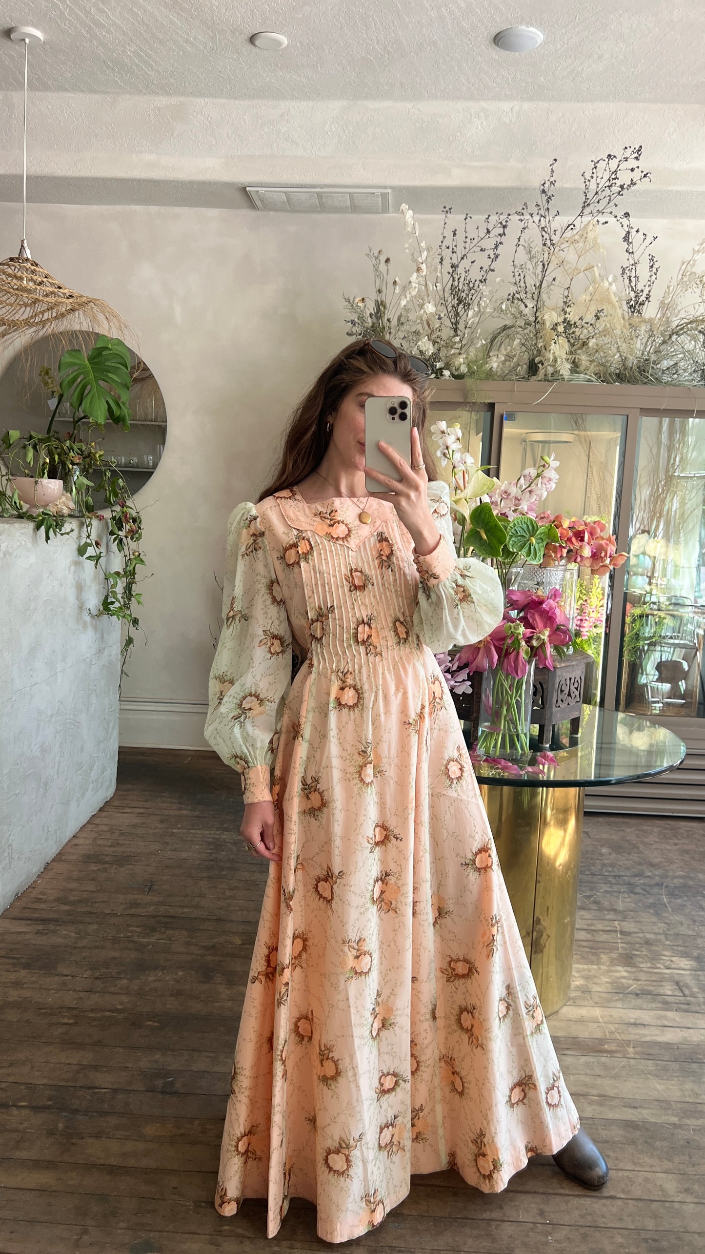 1970’s peach prairie dress