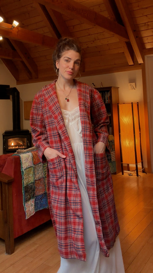 70s Pendleton red plaid robe