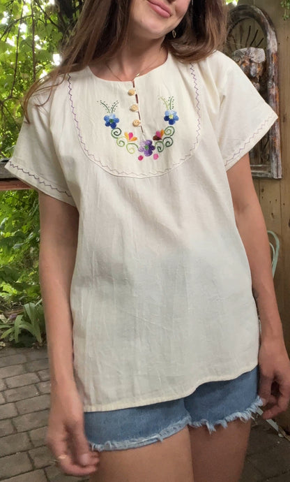 1970’s embroidered raw cotton tee