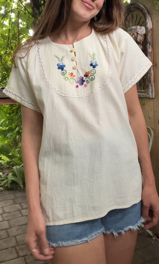 1970’s embroidered raw cotton tee